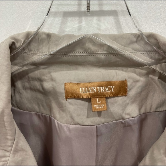 Ellen Tracy Safari Utility Belted Zip Front Jacket Lightweight Zip Pocket Large - Picture 5 of 10